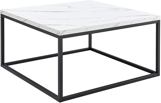 CENSI 30"x30" Marble Accent Coffee Table Ottoman - Image 7