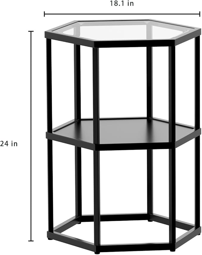 Side Table with 2-Tier Storage Shelf, Modern End Tables - Image 2