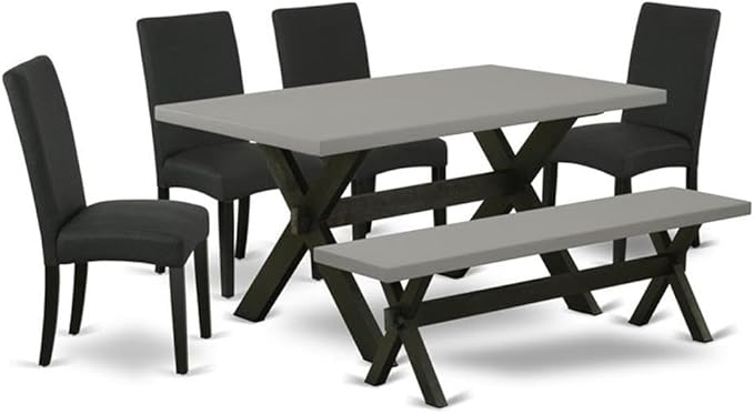East West Furniture X696DR124-6 6 Piece Dining Set Contains a Rectangle Dining by EastWestFurniture