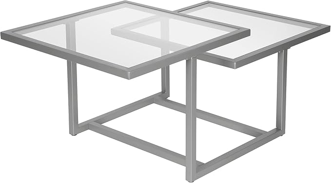 Henn&Hart 43" Wide Square Coffee Table in Nickel, Modern coffee tables - Image 9