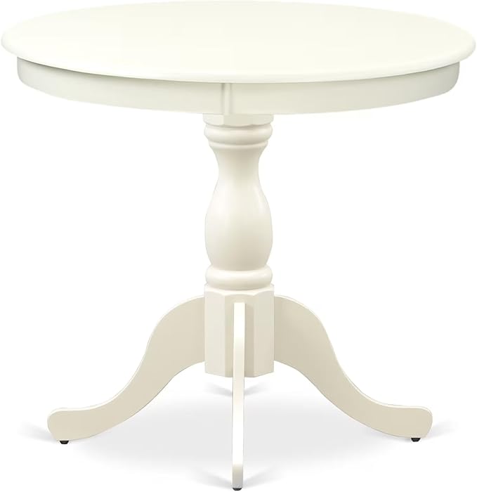 East West Furniture AMIP3-LWH-W 3 Piece Dining Room Table Set Contains a Round - Image 3
