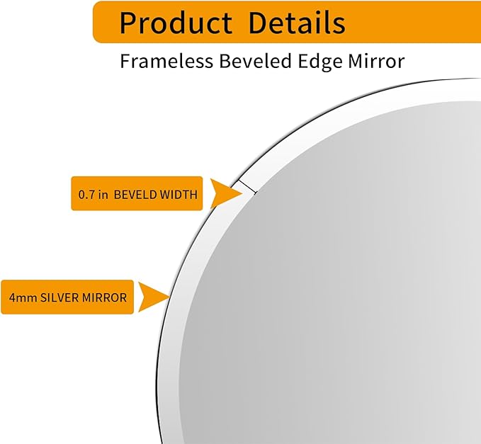 KOHROS Frameless Round Bathroom Mirror - Image 4