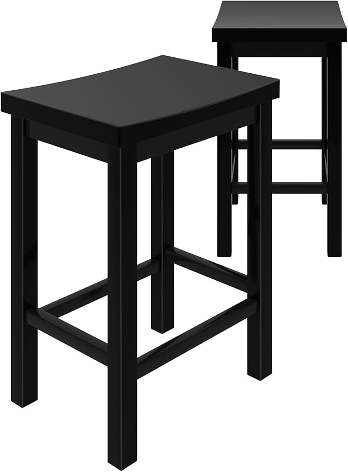 Grain & Grove Smith Collection Set of 2 Solid Wood Counter Height Bar Stools - Image 3