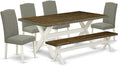 East West Furniture X077EN206-6 6 Piece Dining Table Set Contains a Rectangle by EastWestFurniture