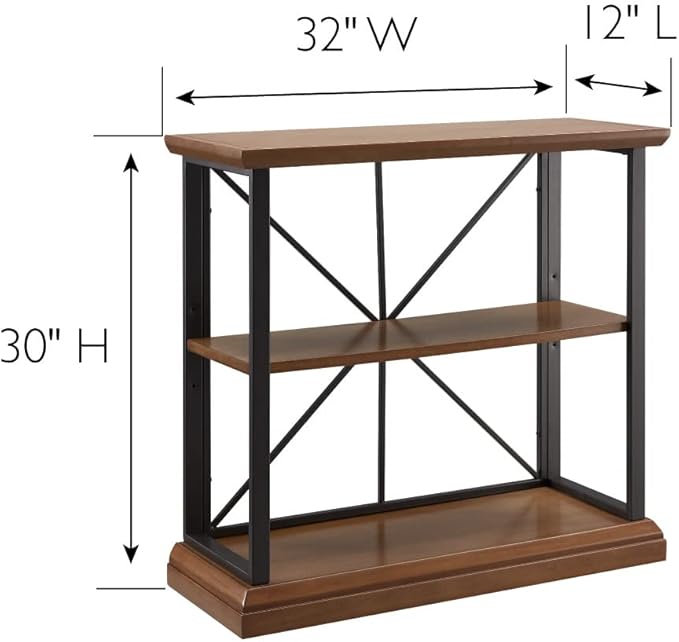 Leick Home 11832-WLGM Finnick Mixed Metal and Wood Adjustable Bookshelf - Image 3