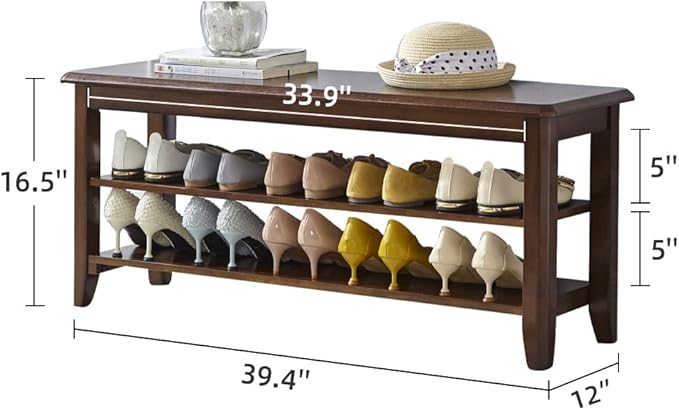 LEILISI Shoe Bench, Solid Wood Shoe Rack Bench Simple Style Shoe Storage Bench - Image 2