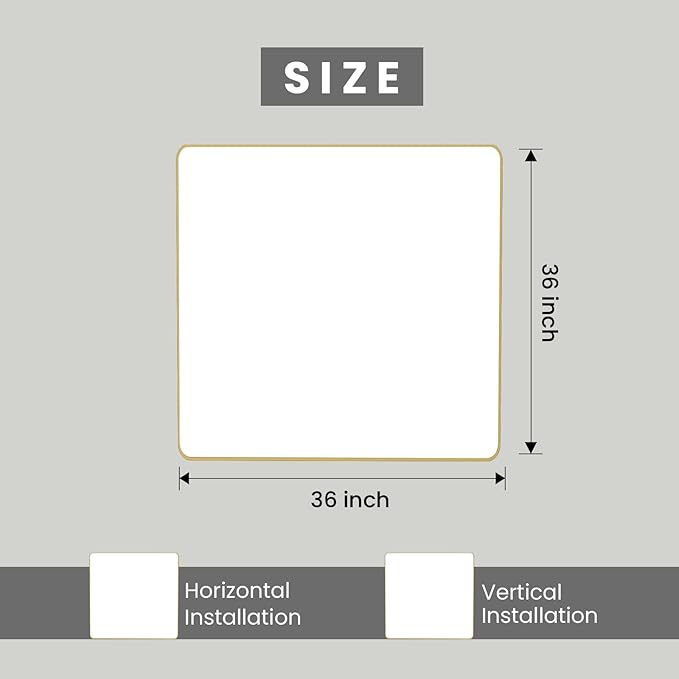 Gold Bathroom Mirror, 36x36 Inch Brushed Gold Metal Frame Mirror - Image 6