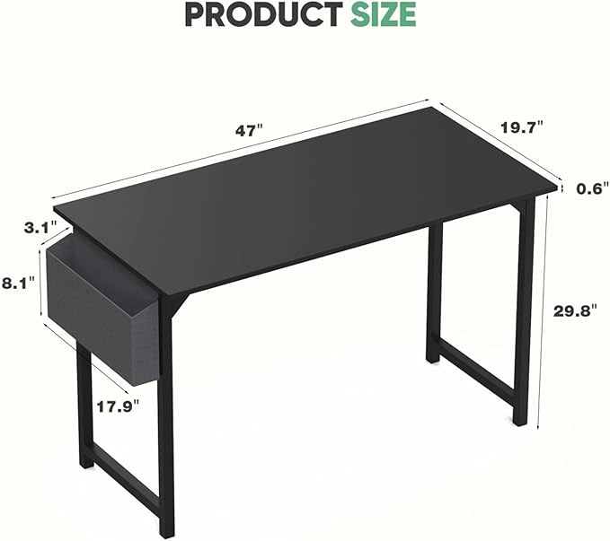 47 Inch Desk Office with Storage, Modern Simple Style Gaming Computer Table - Image 3