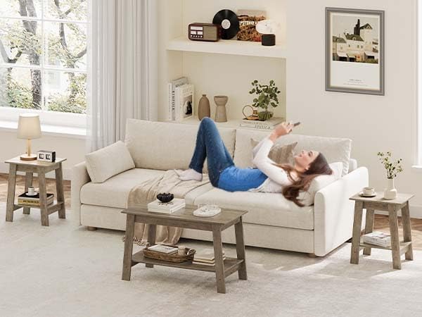 End Table, Side Table with 2-Tier Storage Shelf, Sofa Table - Image 6