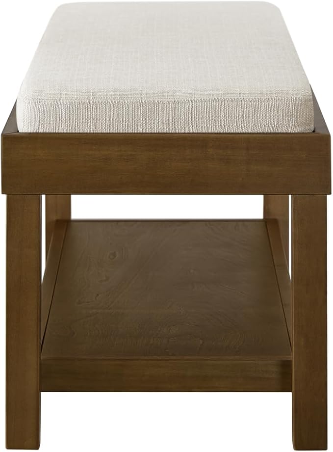 24KF Large Rectangular Storage Bench, Upholstered Seat Cushion, Ottoman Coffee - Image 7