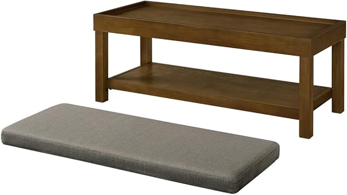 24KF Large Rectangular Storage Bench, Upholstered Seat Cushion, Ottoman Coffee - Image 8