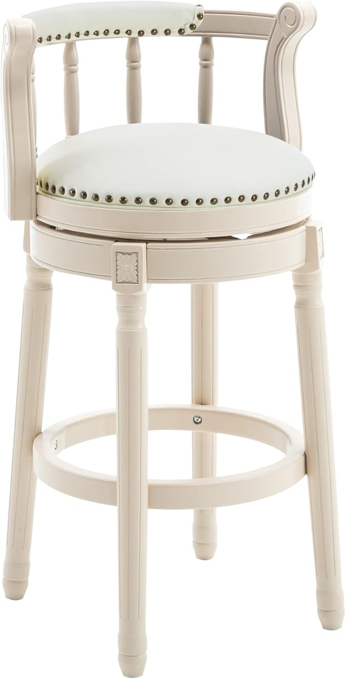 Cow top Leather Wooden Bar Stools, 360 Degree Swivel Bar Height Chair by AULIFE