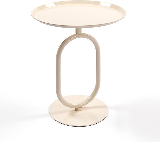 Lantern-Shaped Metal End Table, Small Round Side Accent Pedestal Modern Coffee - Image 8