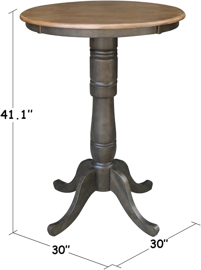 IC International Concepts 30" Round Top Pedestal Dining Table, 40.9" High - Image 2