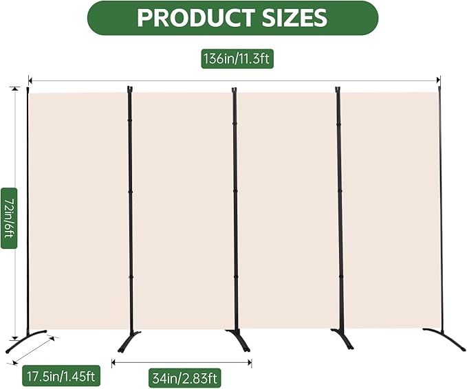 YASRKML Room Divider Folding Privacy Screens, Portable Room Divider Panel 4 - Image 6