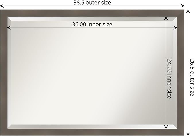 Amanti Art Grey Wall Mirror 27x39 Edwin Clay Grey Rectangle Bathroom Mirror - Image 4