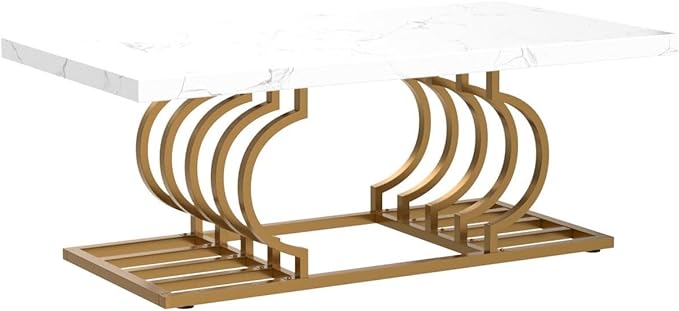 Tribesigns Modern Coffee Table, 47 Inch Faux Marble Cocktail Table - Image 5