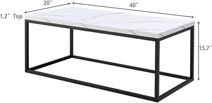 CENSI 40-Inch Marble Accent Coffee Table Ottoman - Image 2