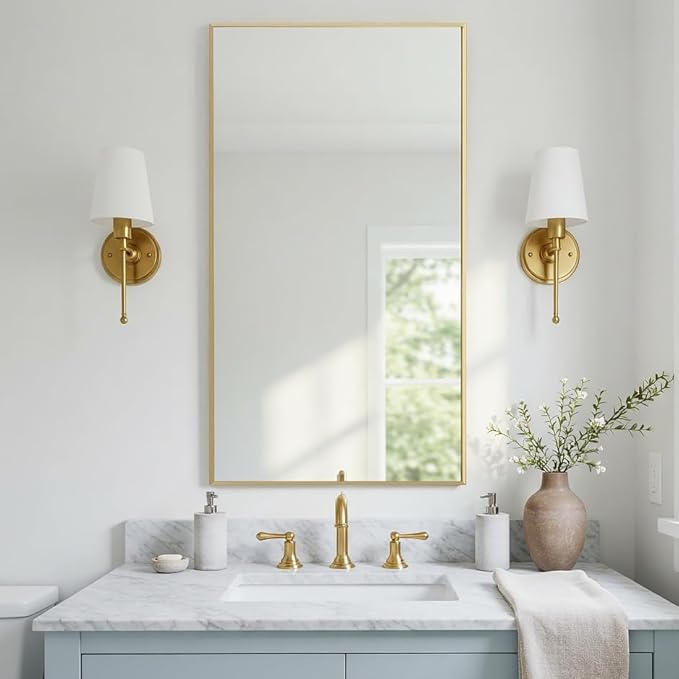 20x36 Inch Gold Bathroom Mirror by LEDLUX