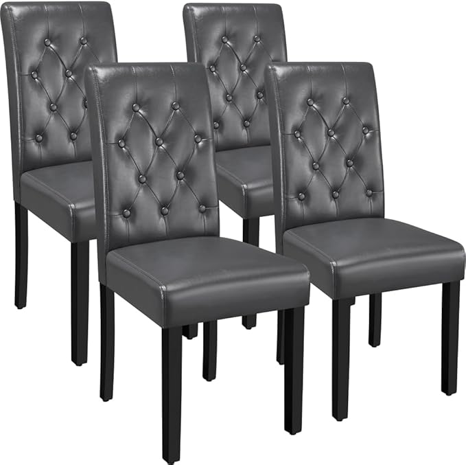 Yaheetech Dining Chairs Set of 4 Modern Style Faux Leather Dining Room Chairs by Yaheetech