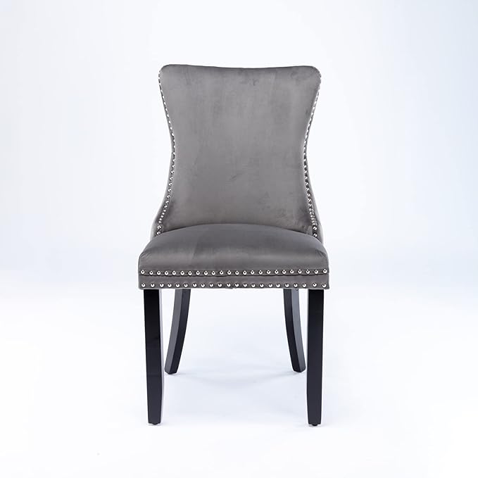 PacknWood Acosure Set of 2 Velvet Upholstered Wing-Back Dining Chair - Image 7