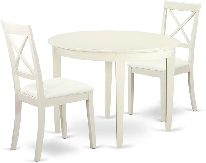 East West Furniture BOST3-LWH-LC 3 Piece Modern Dining Table Set Contains a by EastWestFurniture
