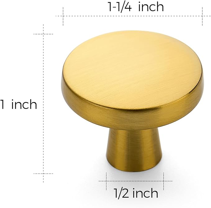 Ravinte 15 Pack Drawer Pulls 1-1/4 Inch Brushed Brass Kitchen Cabinet Knobs - Image 3