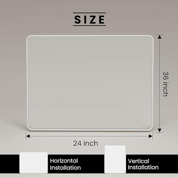 White Bathroom Mirror 24x36 Inch, Rounded Rectangle Matte Bathroom Vanity Mirror - Image 5