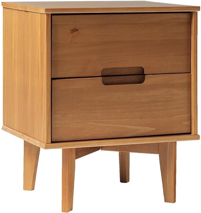 Walker Edison Mid Century Modern Grooved Handle Wood Nightstand Side Table by WalkerEdison