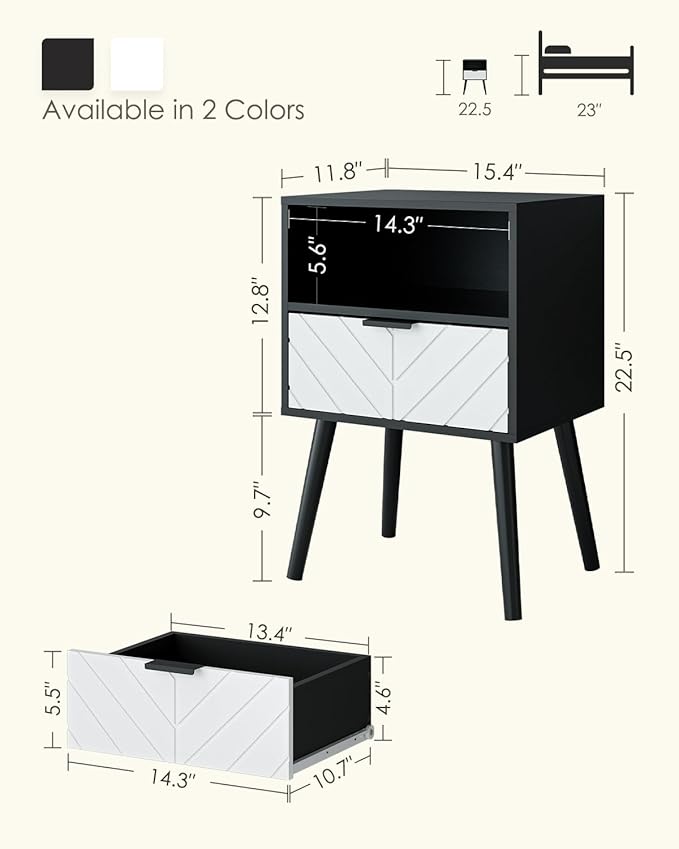 Nightstand, Bedside Table with Gold Frame, Modern Bedside Furniture, End Table - Image 2