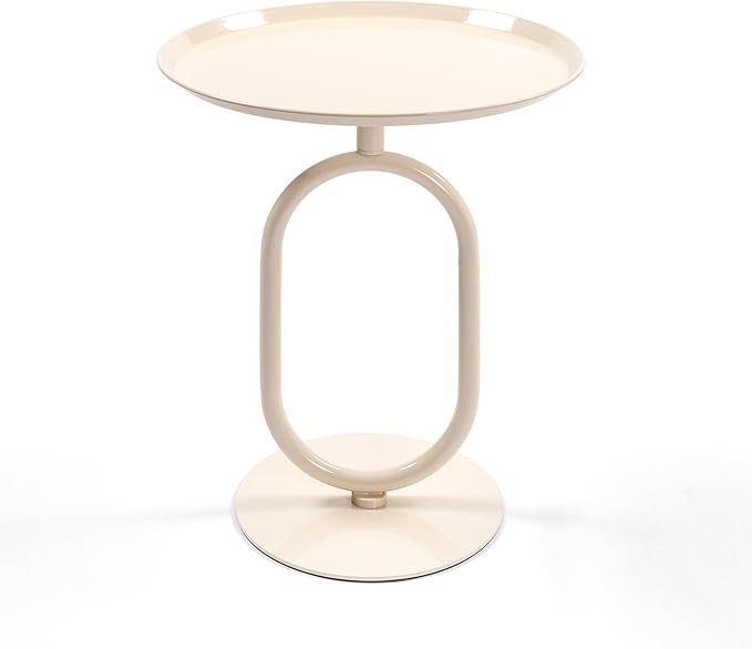 Lantern-Shaped Metal End Table, Small Round Side Accent Pedestal Modern Coffee by HanStrong