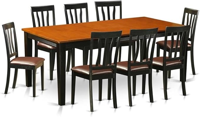 East West Furniture QUAN9-BCH-LC 9 Piece Dining Table Set Includes a Rectangle by EastWestFurniture