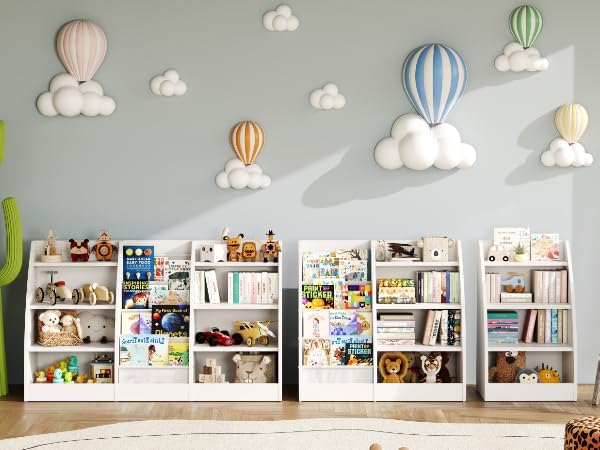 4 Tier Kids Bookshelf Set of 2, 4 Layer Sling Kids Book Shelf - Image 6