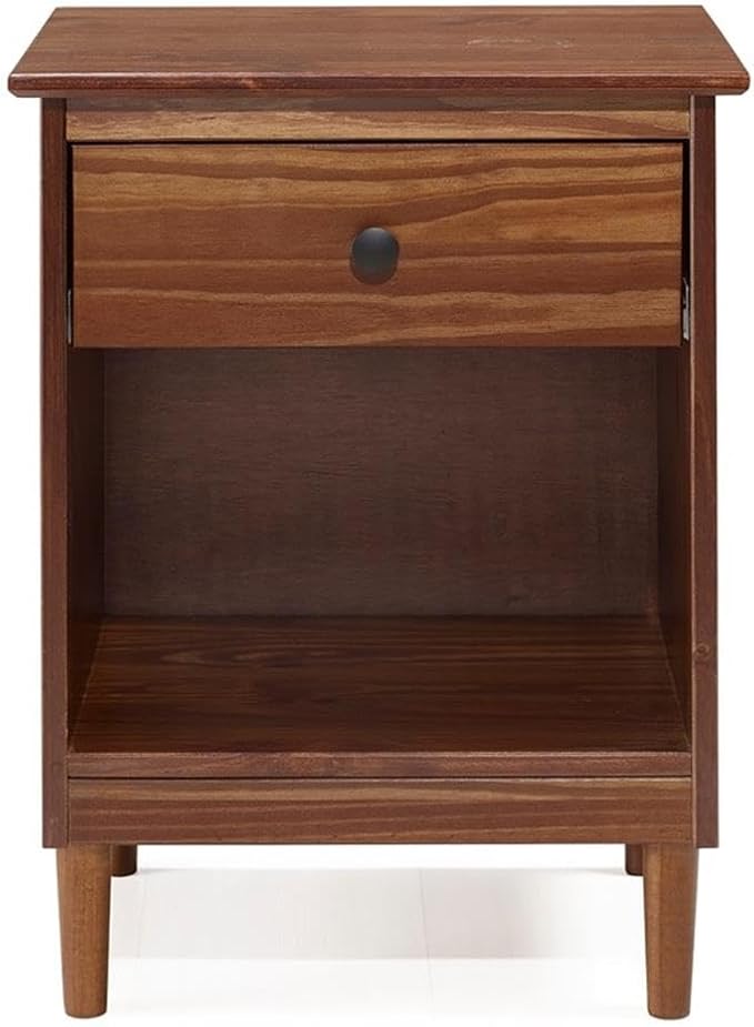 Walker Edison Traditional Wood 1 Drawer Nightstand Side Table Bedroom Storage - Image 5