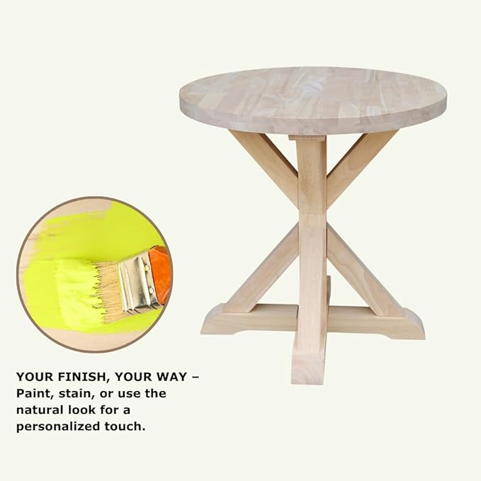 IC International Concepts, Sierra Round End Table, Solid Wood, Real Parawood - Image 7