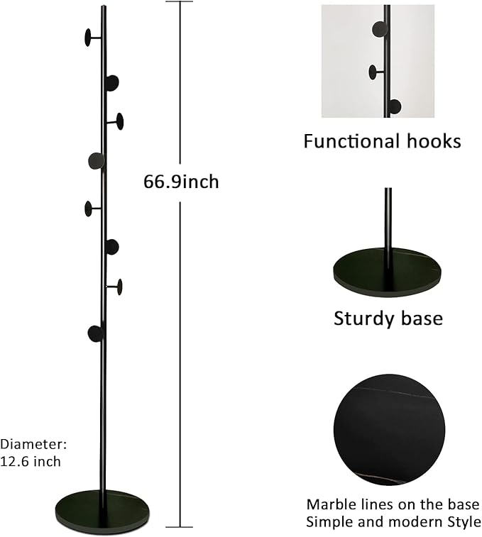 Coat Tree Freestanding, Metal Coat Rack Tree - Image 4