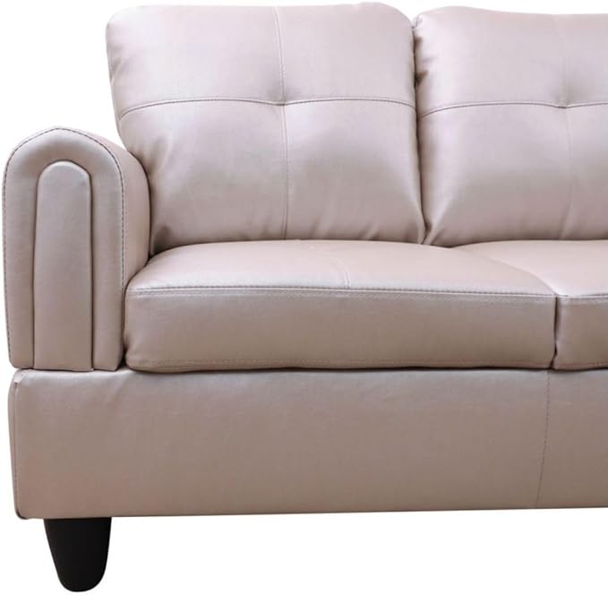 Latte L-Shaped 3-Piece Faux Leather Sofa - Image 4