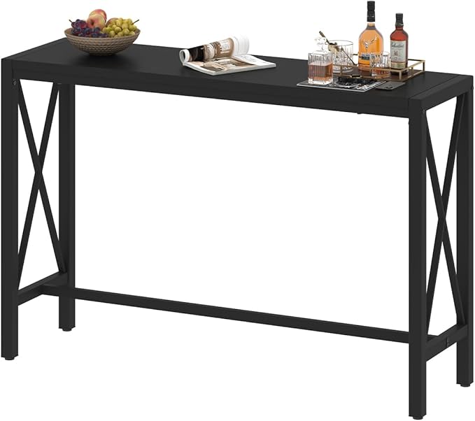 BON AUGURE Bar Table, 55 in Counter Height Pub Table, Tall Narrow Behind Couch by BONAUGURE