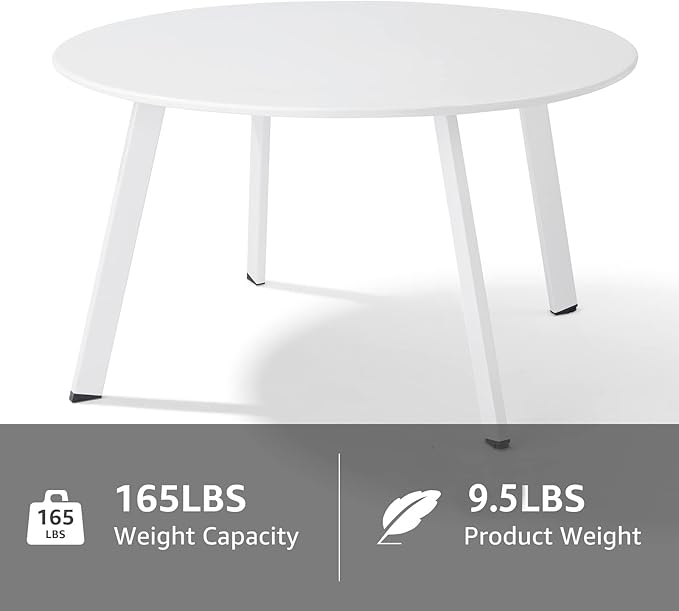 Patio Coffee Table Set of 2, Outdoor Weather Resistant End Table, Round Nesting - Image 6