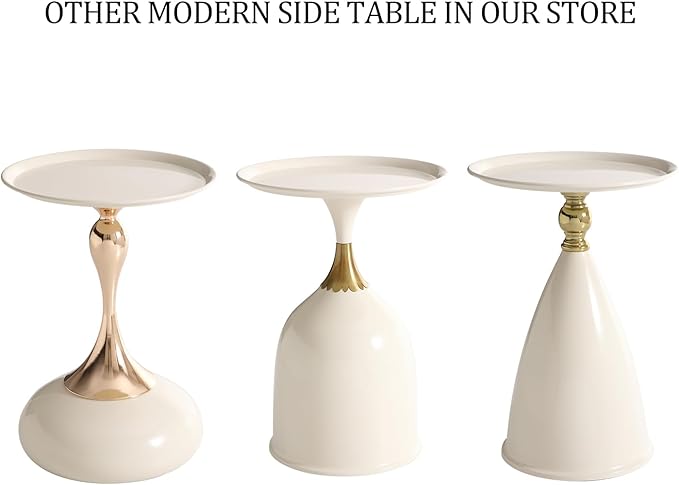 Small Round Side Table for Small Spaces, Unique Accent Sofa Drink Table Metal - Image 7