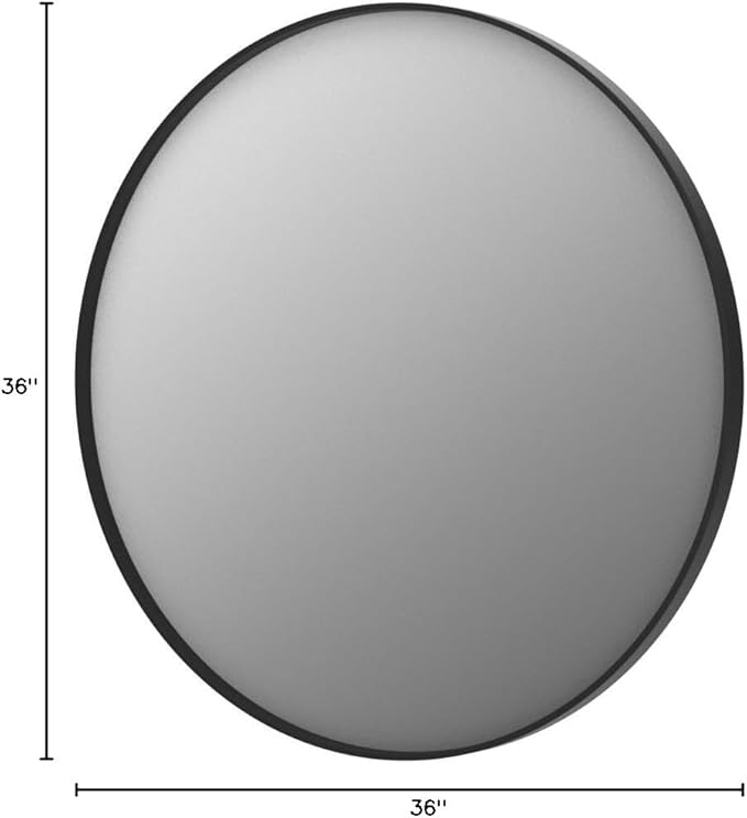 Keonjinn Black Round Mirror 36 Inch, Brushed Black Framed Circle Mirror - Image 8