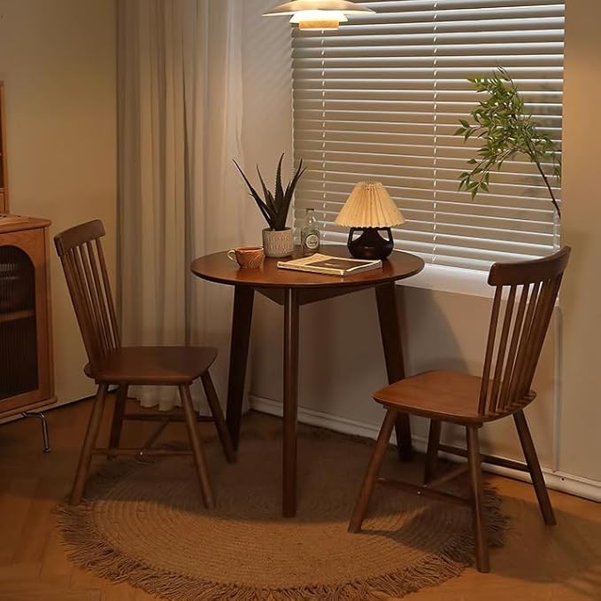 Rustic Round 3 Legs Casual Dining Table, Dark Brown Rubberwood Coffee Table End - Image 7