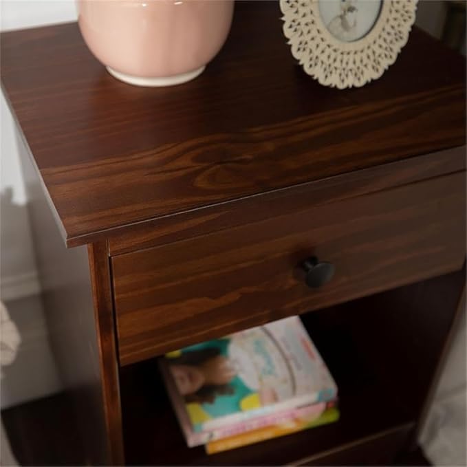 Walker Edison Traditional Wood 1 Drawer Nightstand Side Table Bedroom Storage - Image 4