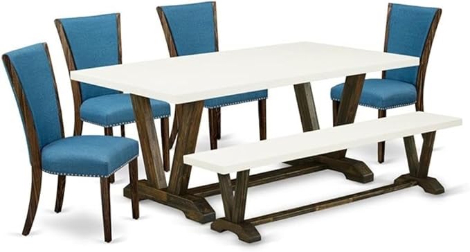 East West Furniture V727VE721-6 6 Piece Dining Table Set Contains a Rectangle by EastWestFurniture