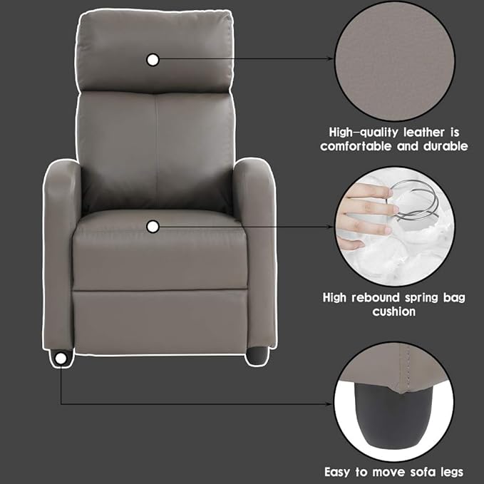 BestMassage | Recliner Chair | No Massage Function | Pu Grey | - Image 5