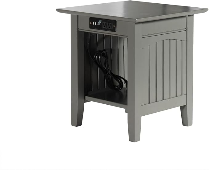 AFI Nantucket End Table with Built-in Charger in Grey by AFIFurnishings