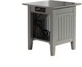 AFI Nantucket End Table with Built-in Charger in Grey by AFIFurnishings