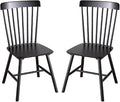 Wooden Windsor Dining Chairs Set of 2 Wood Dining Room Chair Black Spindle Side by Unknown