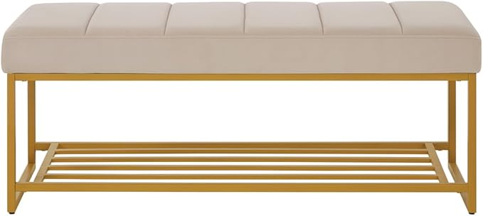 24KF Taupe Velvet Upholstered End of Bed Bench - Image 4