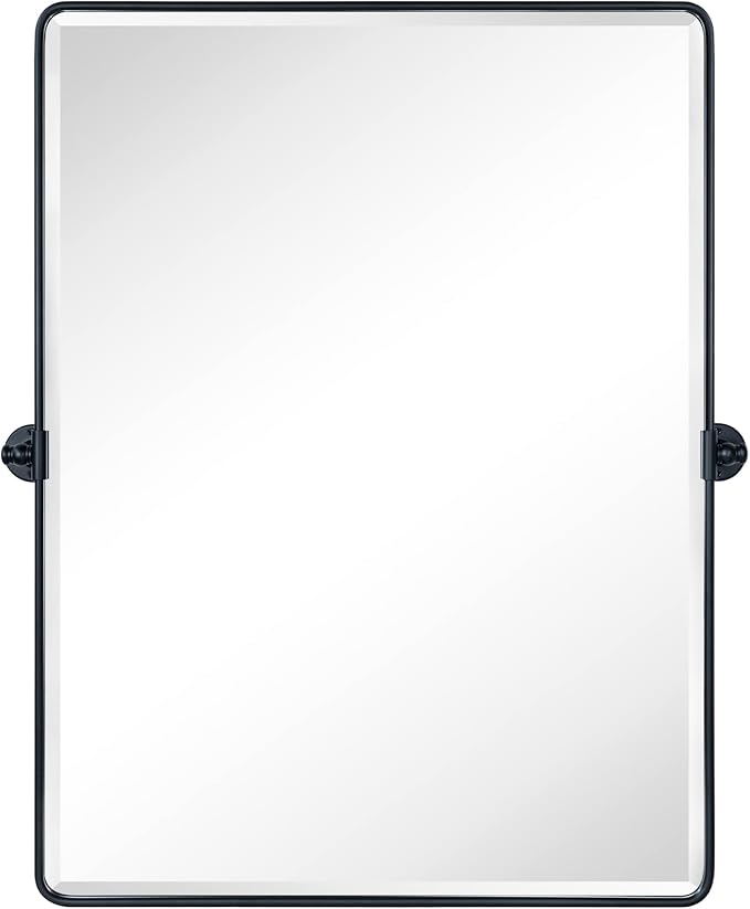 TEHOME 30x40 Pivot Mirror Matt Black Tilt Bathroom Vanity Mirror Large Black - Image 3